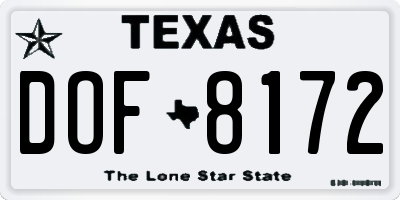 TX license plate DOF8172