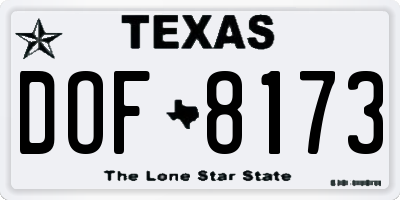 TX license plate DOF8173