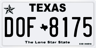 TX license plate DOF8175