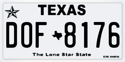 TX license plate DOF8176