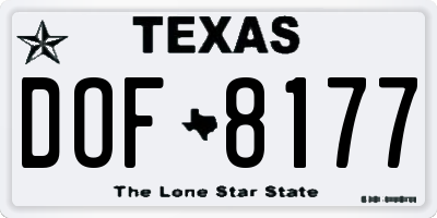 TX license plate DOF8177
