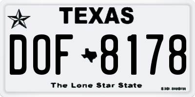 TX license plate DOF8178