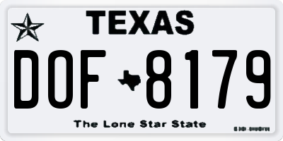 TX license plate DOF8179