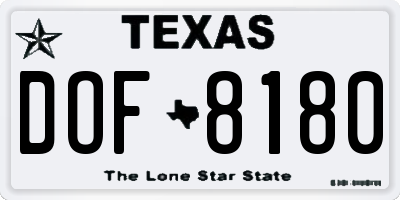 TX license plate DOF8180