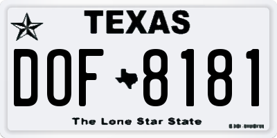 TX license plate DOF8181