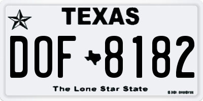 TX license plate DOF8182