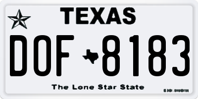 TX license plate DOF8183
