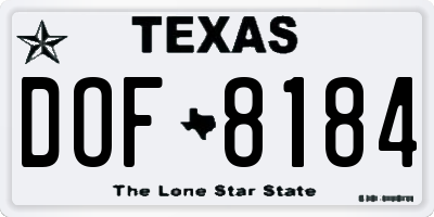 TX license plate DOF8184