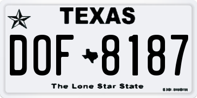 TX license plate DOF8187