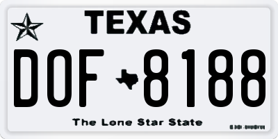 TX license plate DOF8188