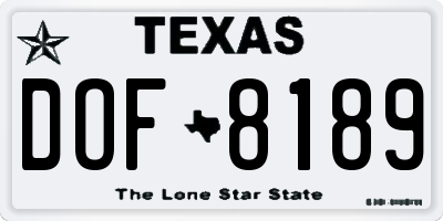 TX license plate DOF8189