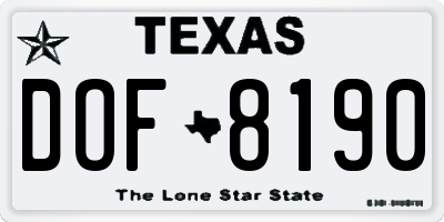 TX license plate DOF8190