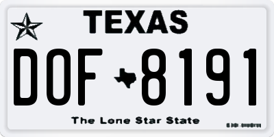 TX license plate DOF8191