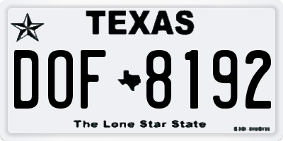 TX license plate DOF8192
