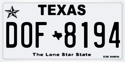 TX license plate DOF8194