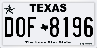 TX license plate DOF8196