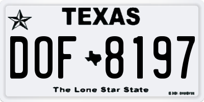 TX license plate DOF8197