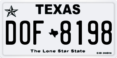 TX license plate DOF8198