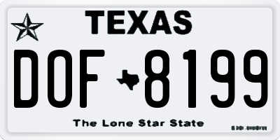 TX license plate DOF8199