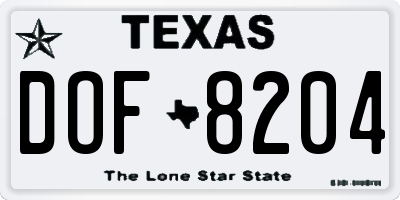 TX license plate DOF8204