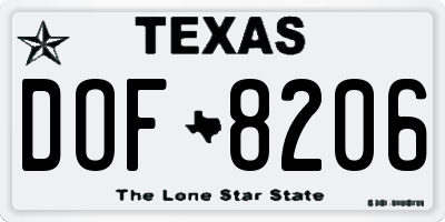 TX license plate DOF8206