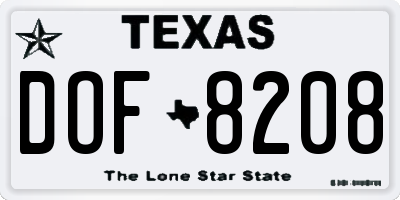 TX license plate DOF8208
