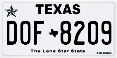 TX license plate DOF8209