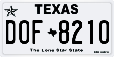 TX license plate DOF8210