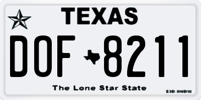 TX license plate DOF8211