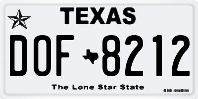 TX license plate DOF8212