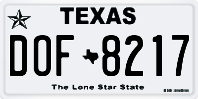 TX license plate DOF8217