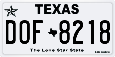 TX license plate DOF8218