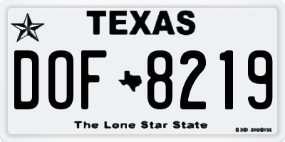 TX license plate DOF8219