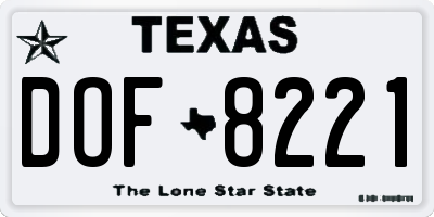 TX license plate DOF8221