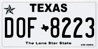 TX license plate DOF8223