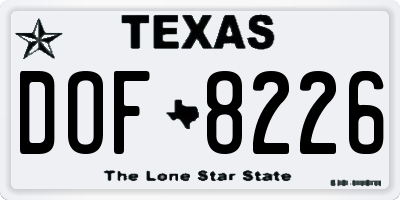 TX license plate DOF8226