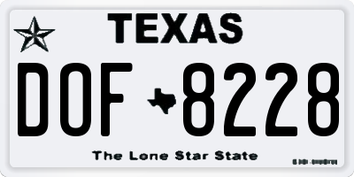 TX license plate DOF8228