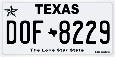 TX license plate DOF8229