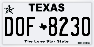 TX license plate DOF8230