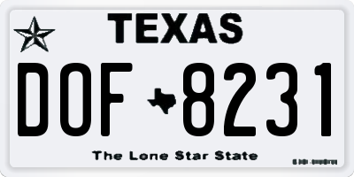 TX license plate DOF8231