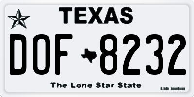 TX license plate DOF8232