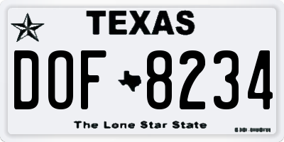 TX license plate DOF8234