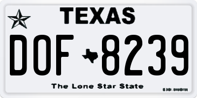 TX license plate DOF8239
