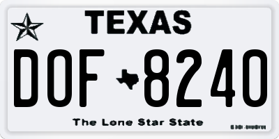 TX license plate DOF8240