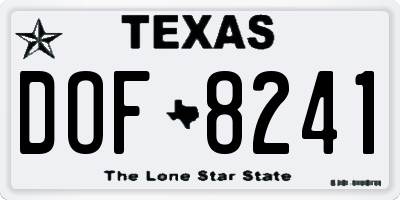 TX license plate DOF8241