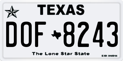 TX license plate DOF8243
