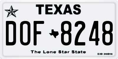 TX license plate DOF8248
