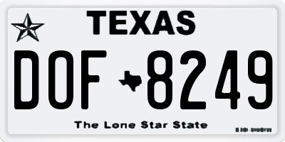TX license plate DOF8249