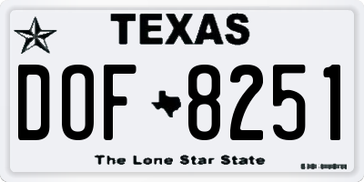 TX license plate DOF8251