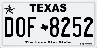 TX license plate DOF8252